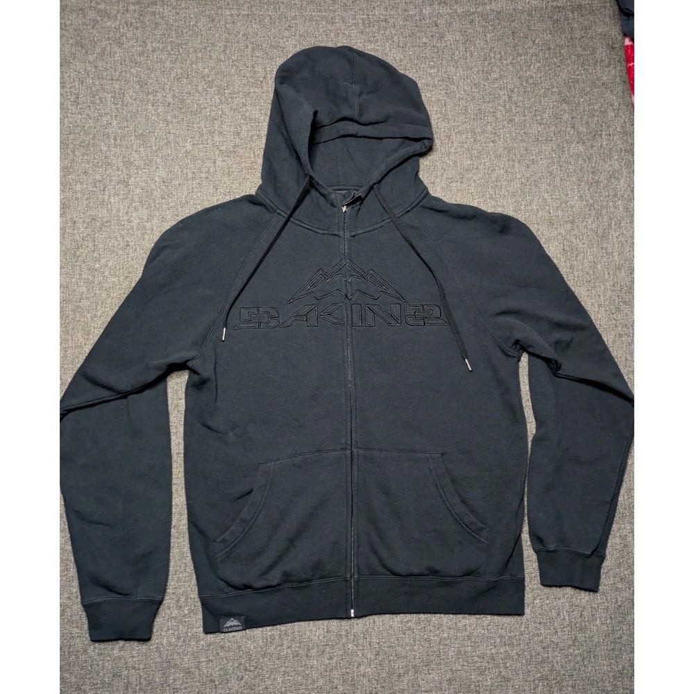 Dakine Embroidered Spellout Y2K Logo Full Zip Performance Hoodie Black Sz Medium